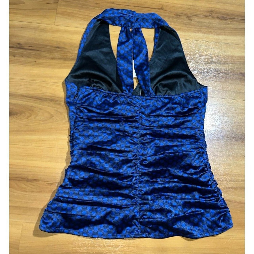 Womens NWT Express Design Studios Ruched Eyelet Sleeveless Halter Top - Picture 2 of 5